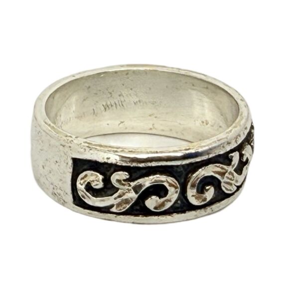 VTG Wheeler Sterling Silver Swirl Band Ring SZ 8.5 925 Diamond Cut Oxidized Mens - Picture 8 of 16